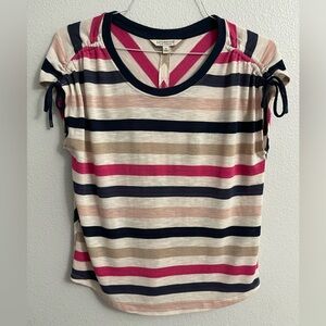 Liverpool Los Angeles Canela Striped Tie Sleeves Viscose Blend Top Size Med
